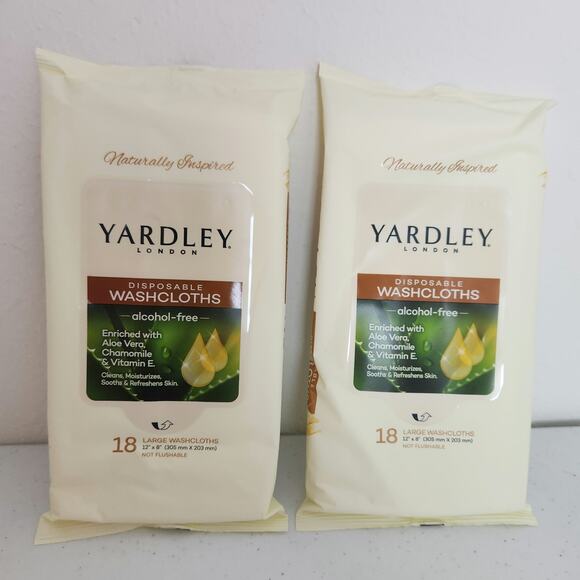 Lot of 2 Yardley London 18ct. Large Disposable Washcloths 12X8 Travel Home Clean - Picture 3 of 7
